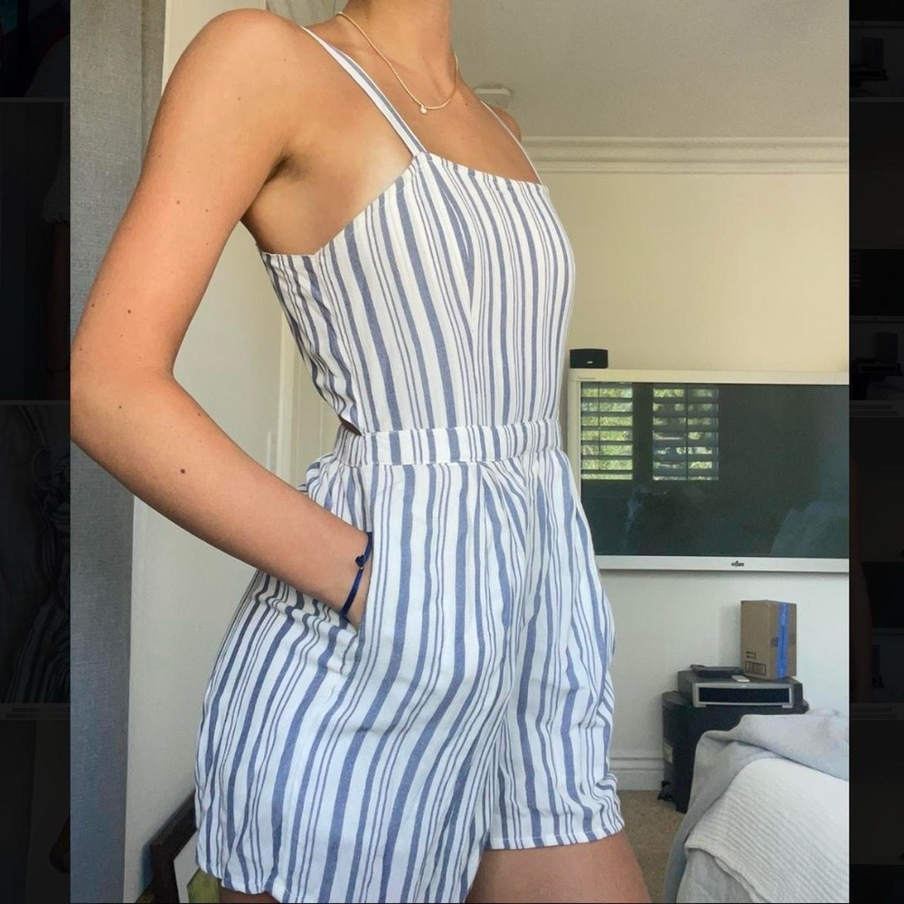 Blue and White Hollister Romper